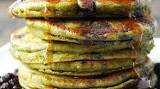 Wild Blueberry Matcha Protein Pancakes