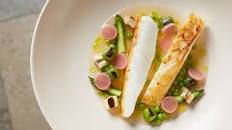 Wild turbot with smoked broth and charred vegetables
