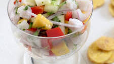 pineapple + mango swordfish ceviche