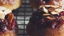 upside down cherry vanilla almond cakes