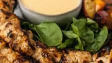 Apple Cider Chicken Skewers with Gouda Sauce