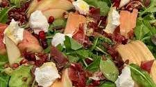 Arugula Salad with Apples, Crispy Prosciutto, Goat Cheese