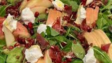 Arugula Salad with Apples, Crispy Prosciutto, Goat Cheese