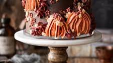 Autumn Cake with Buttercream Pumpkins and Flowers