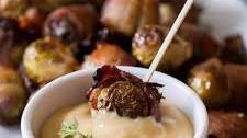 Bacon Wrapped Brussels Sprouts with Maple Mustard