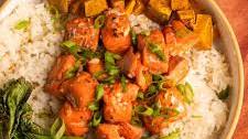 Baked Honey Garlic Salmon Bites with Honeynut Squash