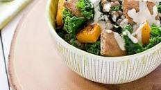 Butternut Squash and Kale Salad with Lentils and Tahini Dressing