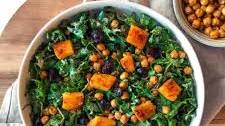 Butternut Squash Kale Salad with Roasted Chickpeas and Tahini Dressing