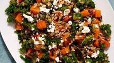 Butternut Squash Salad with Farro, Kale, and Creamy Goat Cheese