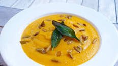 Butternut Squash Soup with Crispy Sage & Cinnamon Toasted Pumpkin Seeds