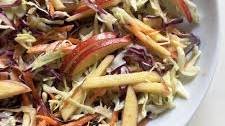 Cabbage Apple Salad with Miso Mustard Dressing