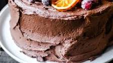 Christmas Chocolate Cake with Cranberries and Orange
