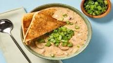 Creamy Mushroom Soup with Thyme plus Garlic Bread