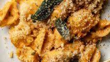 Creamy Pumpkin Mac & Cheese with Brown Butter Sage Breadcrumbs