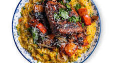 Creamy Pumpkin Risotto with Salmon