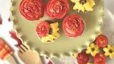 Fall Flower Cupcakes (Red Velvet with Cream Cheese Frosting)