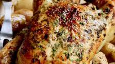 Garlic Herb Butter Roast Chicken with Root Vegetables