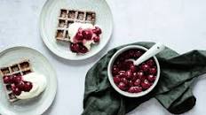 Gingerbread Waffles with Mulled Wine Cherries