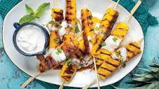 Grilled Pineapple Skewers with Vanilla Sauce
