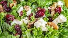 Kale Salad with Cranberry, Walnut and Feta