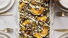 Maple Roasted Acorn Squash and Lentils with Herbed Tahini Sauce
