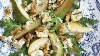 Pear, blue cheese and walnut salad with a maple syrup vinaigrette