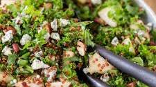 Pear blue cheese kale salad
