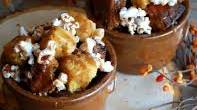 Pumpkin Cornbread Pudding with Cinnamon Caramel & Popcorn