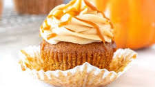 Pumpkin Cupcakes with Caramel Cream Cheese Frosting