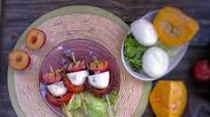 Pumpkin, plum and mozzarella skewers