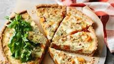Pumpkin, sage and goats cheese quiche recipe with pine nuts