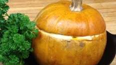 Pumpkin stuffed with Vegetables and Cheese