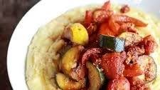 Ratatouille with Spicy Italian Chicken Sausage and Creamy Polenta