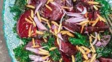 Roasted Beet Salad with Crispy Kale and Almonds