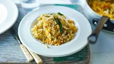Roasted butternut squash and sage risotto with pinenuts
