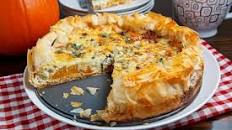 Roasted Pumpkin Quiche with Caramelized Onions, Gorgonzola and Sage
