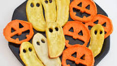 Roasted Sweet Potato Jack-o-Lantern Faces and Ghosts