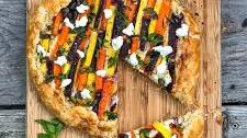 Roasted Vegetable Galette with Whipped Goat Cheese, Mint and Honey