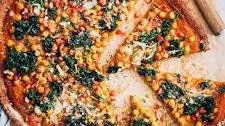 Savoury Pumpkin Pizza with Chickpeas and Spinach