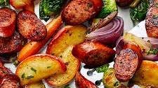 Sheet Pan Smoked Sausage, Apple, and Root Veggie Dinner