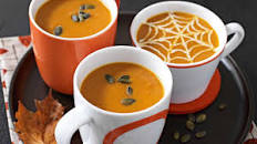 Spider web pumpkin soup