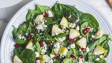 Spinach Gorgonzola Salad with Pear and Pomegranate Recipe