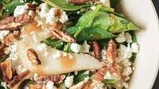 Spinach Pear Salad with Pecans and Goat Cheese