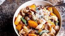 Squash & chestnut pasta with crispy sage & garlic