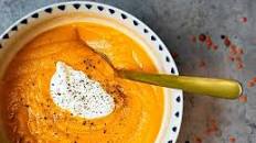 Sweet Potato, Carrot, Apple, and Red Lentil Soup