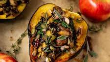Vegan Apple Wild Rice Stuffed Acorn Squash