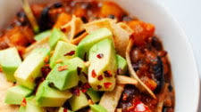 Vegetarian Butternut Squash Chipotle Chili with Avocado