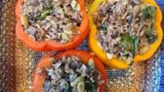 Wild Rice, Mushroom and Spinach Stuffed Peppers