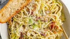 Bacon Parmesan Brussels Sprouts Spaghetti
