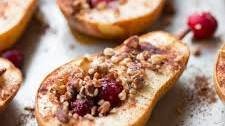 Baked Pears with Honey, Cranberries and Pecans
